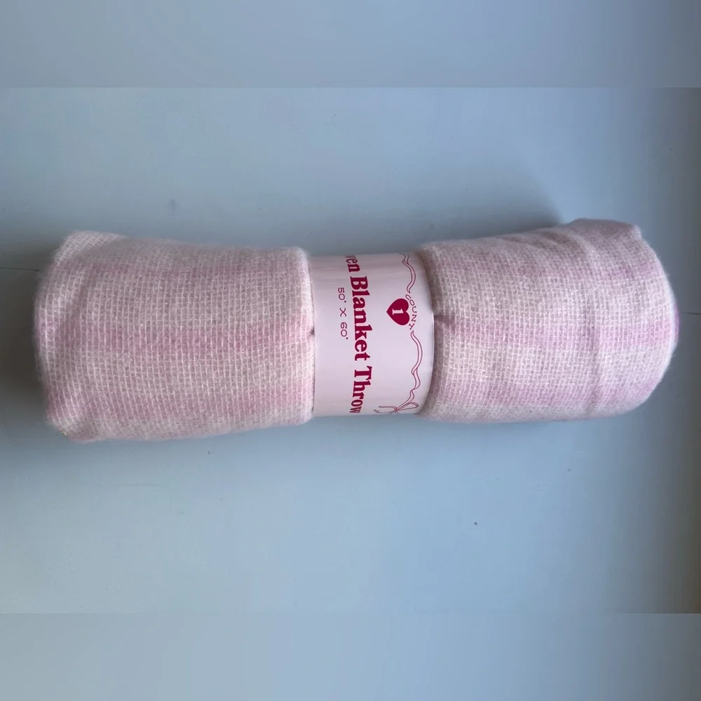 Soft Pink Blanket Throw - Rolled Cozy Throw